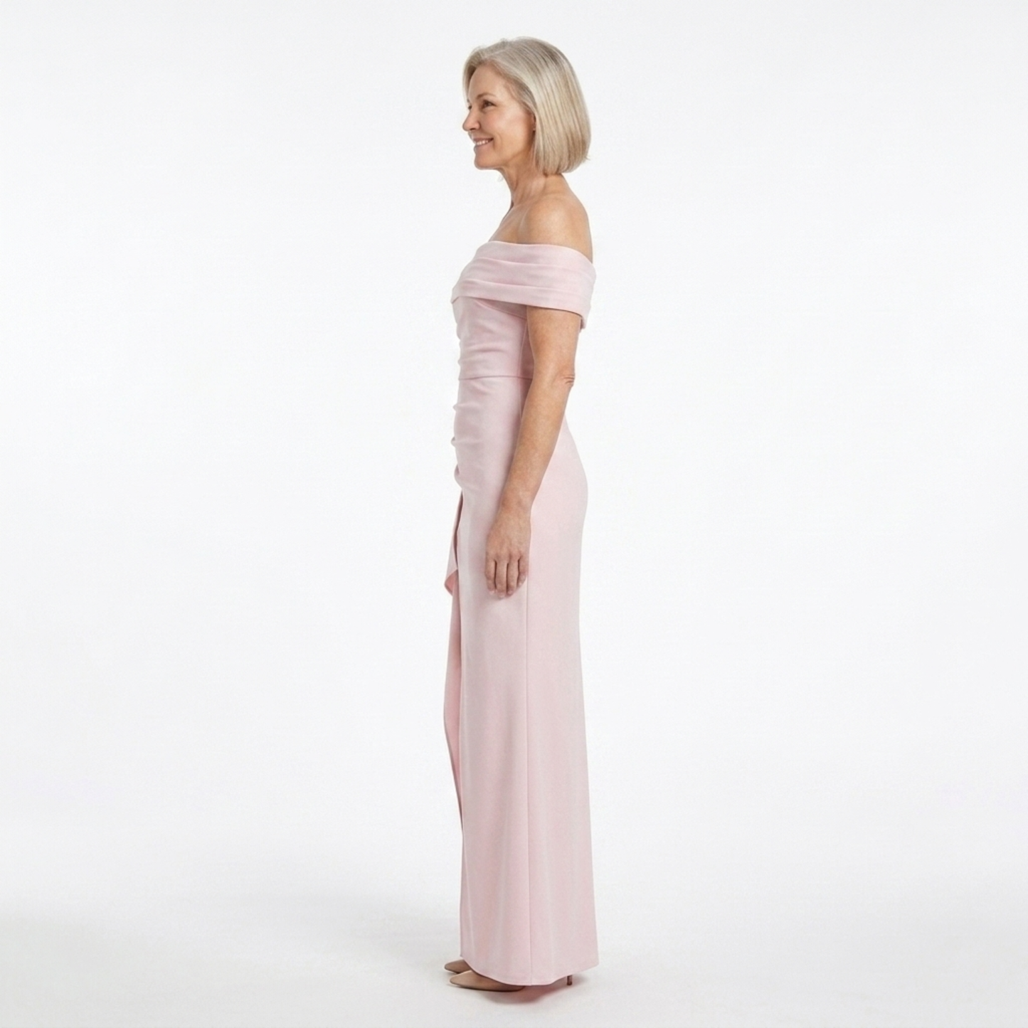 Long evening dress — off-shoulder fitted cut | formal event