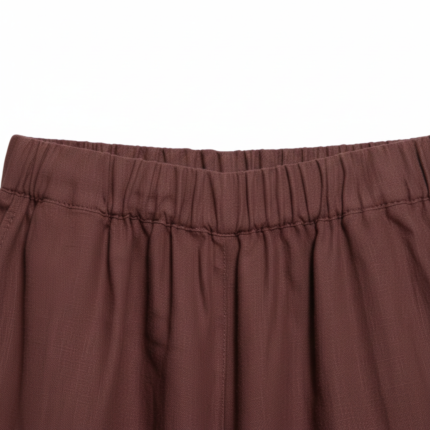 Women's Wide-Leg Linen Pants with Elastic Waist and Short Cut