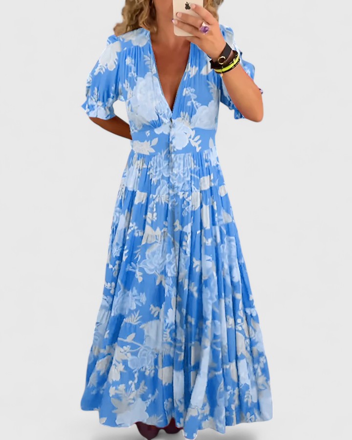 Mid-length dress with floral print