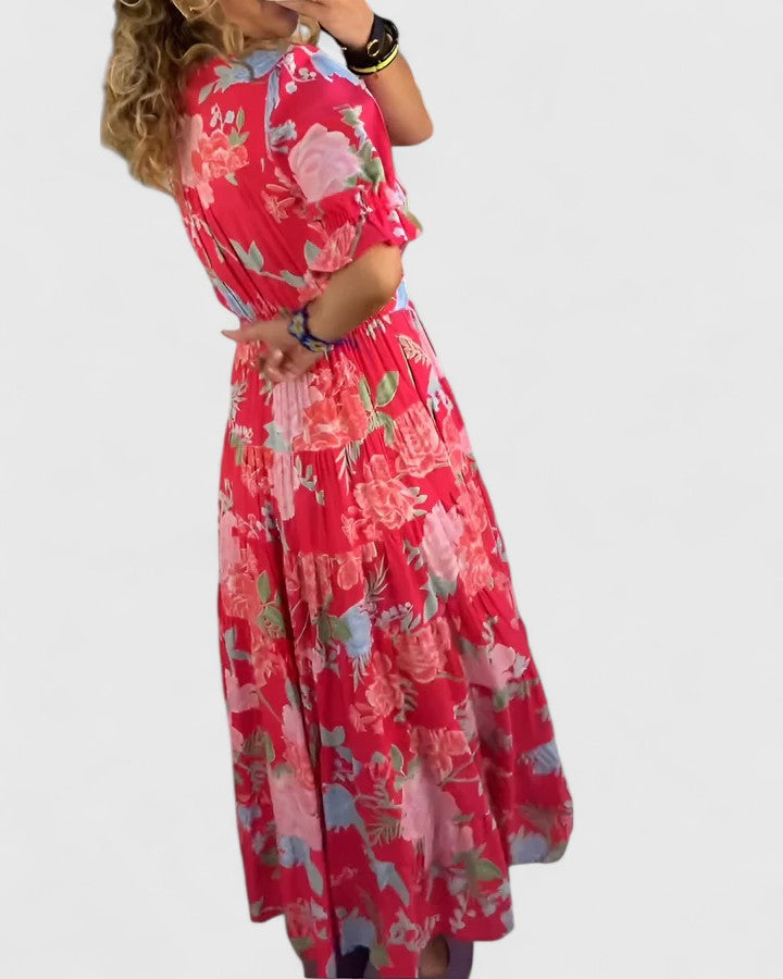 Mid-length dress with floral print