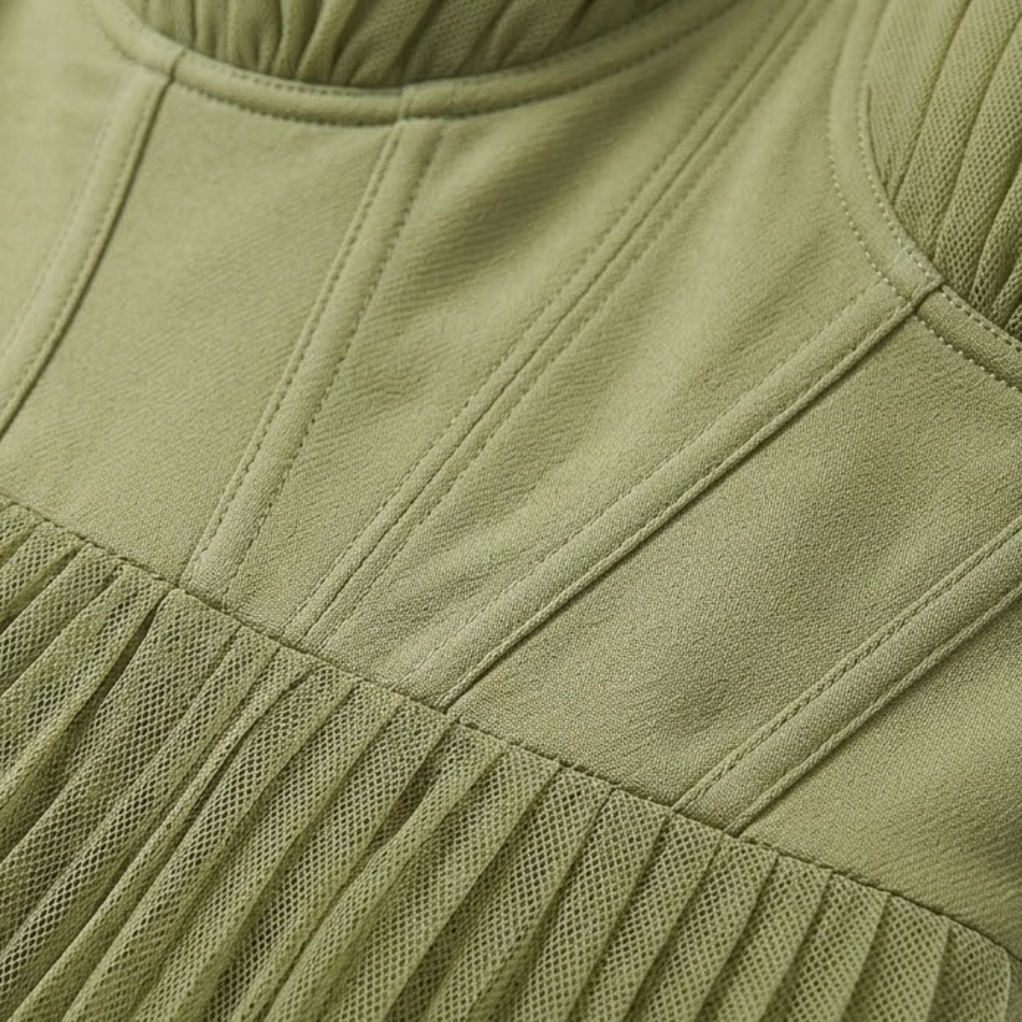 Pleated Long Evening Dress with Strappy Bustier and Back Zipper Closure