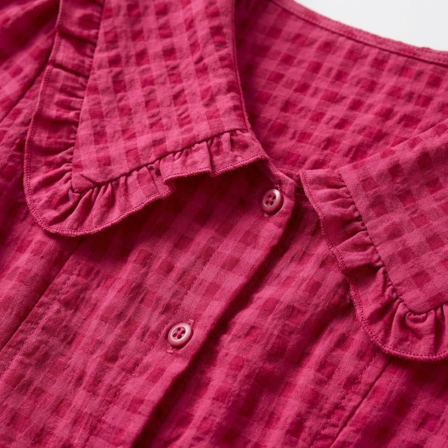 Long Plaid Dress with Peter Pan Collar and Puff Sleeves for Women