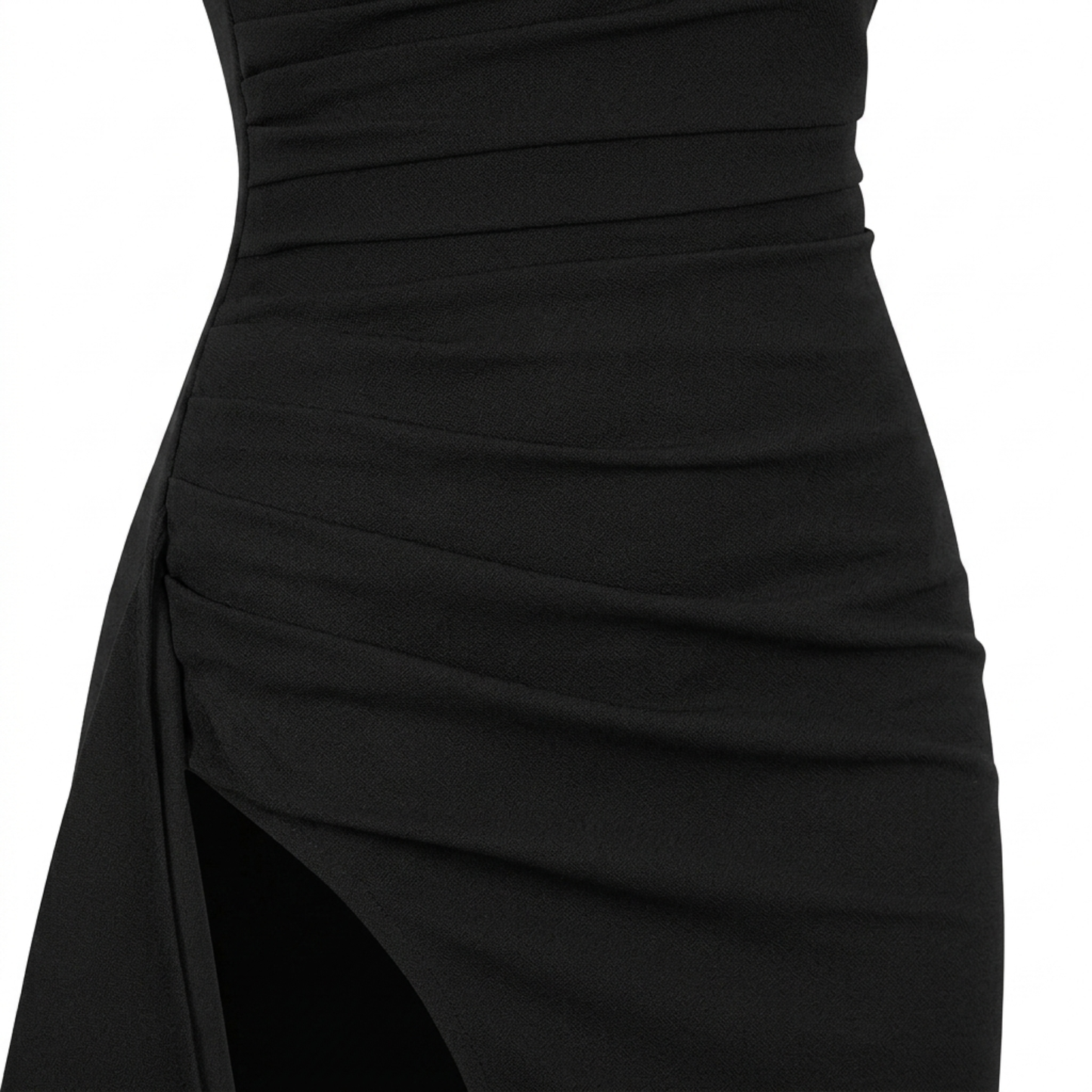 Long evening dress — ruched mermaid cut with slit | formal gala