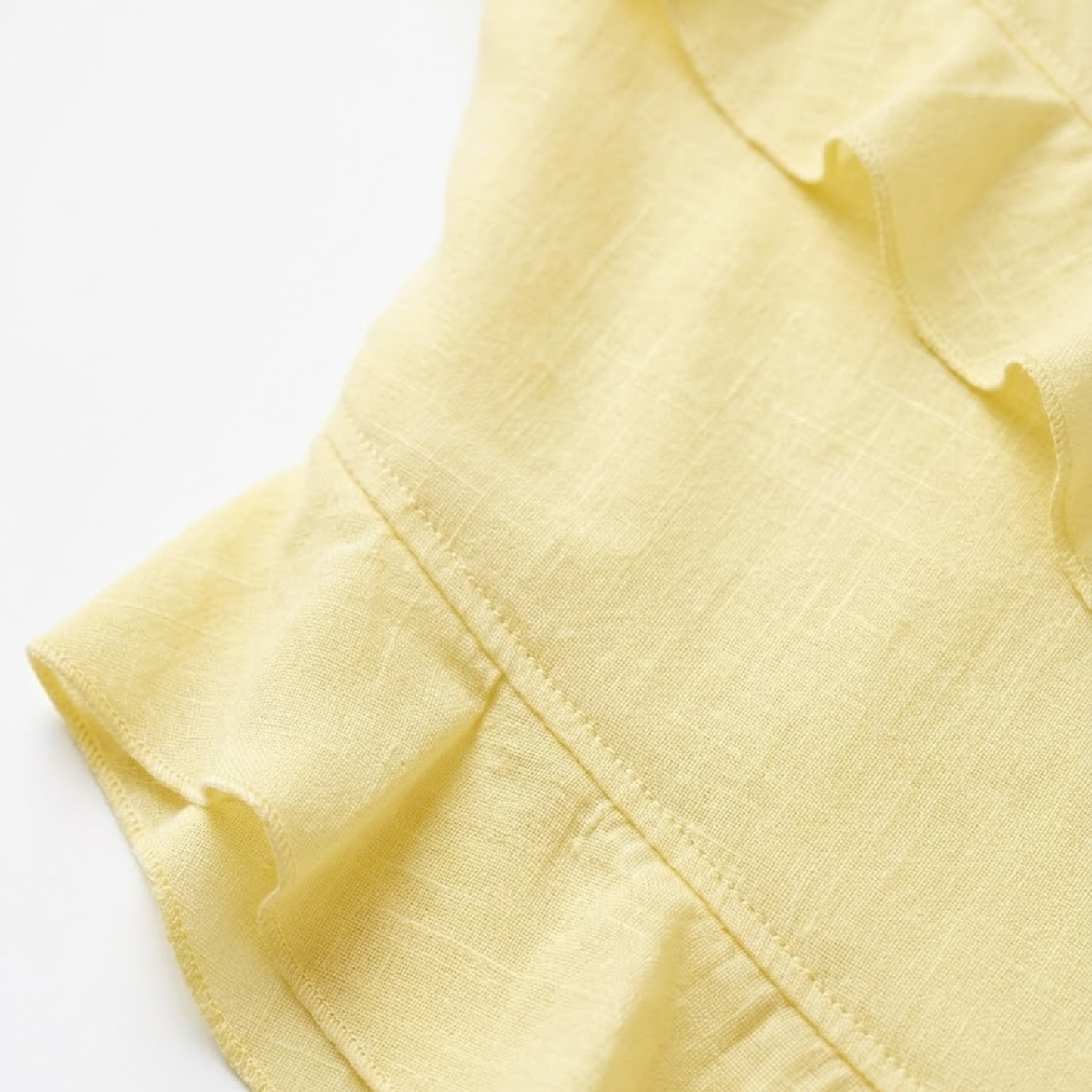 Long Ruffled Dress with V-Neck and Spaghetti Straps in Polyester