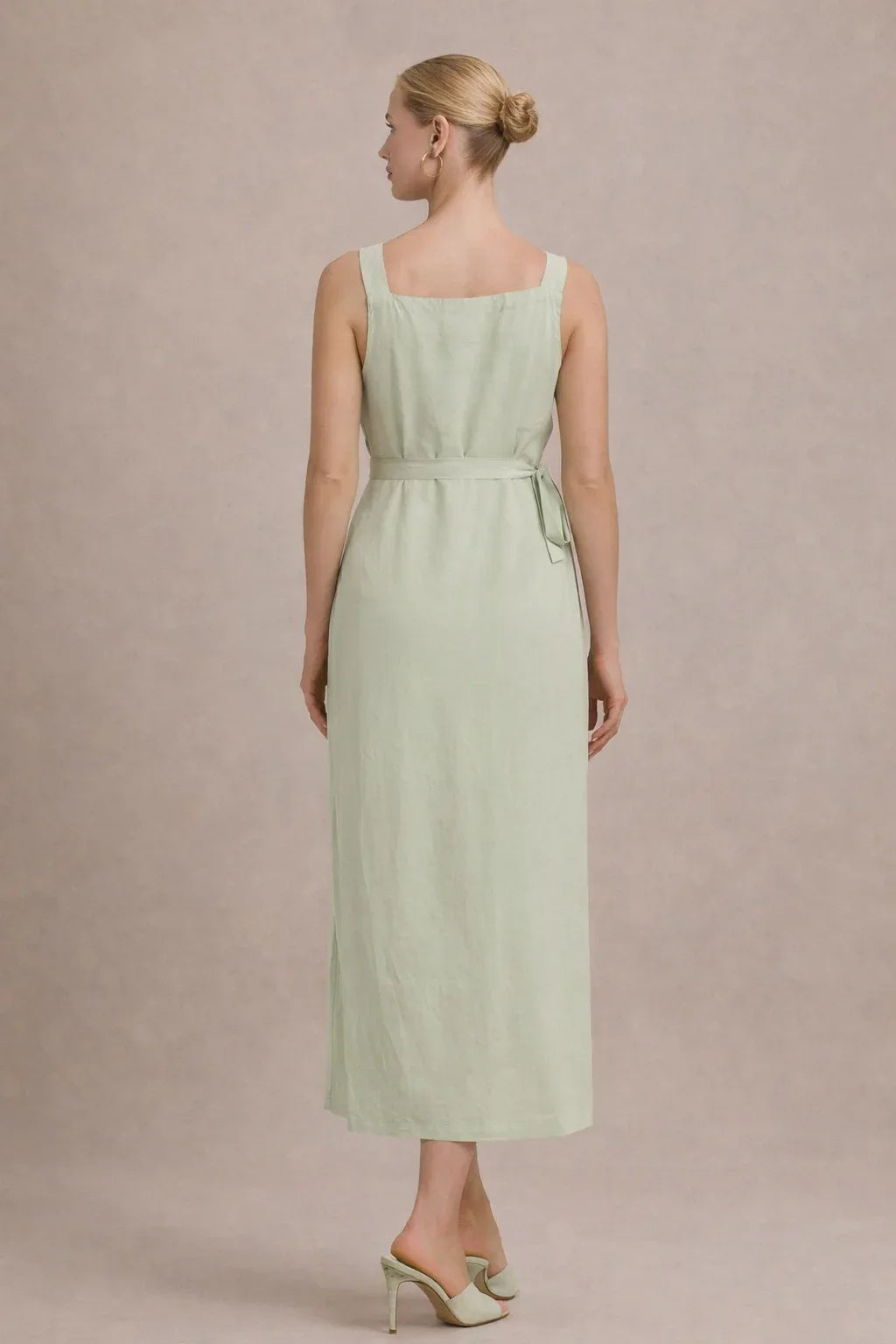 Sleeveless Empire Waist Midi Maternity Dress