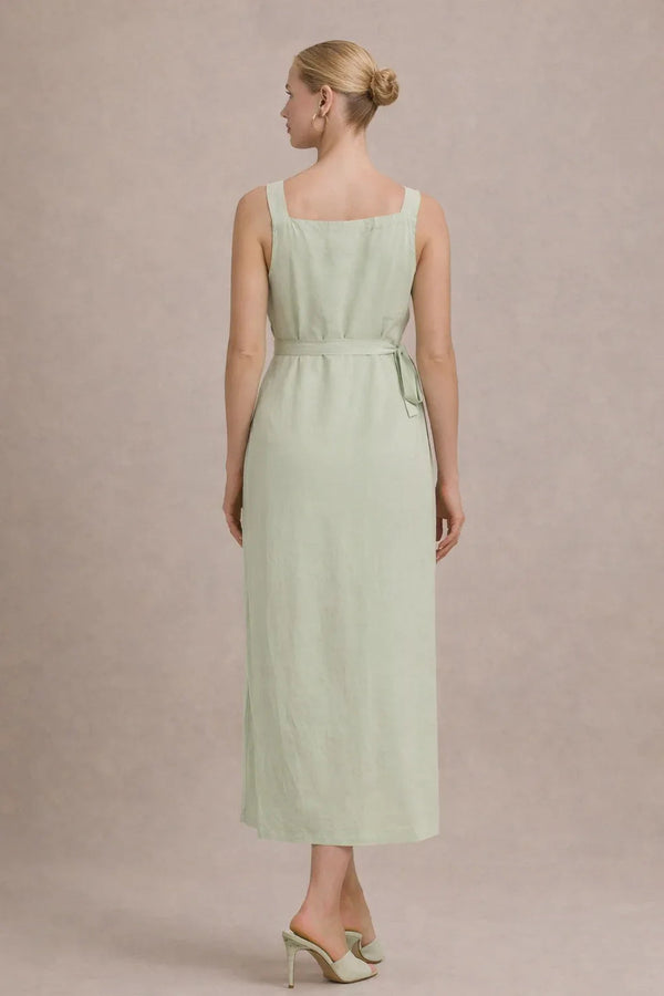 Sleeveless Empire Waist Midi Maternity Dress