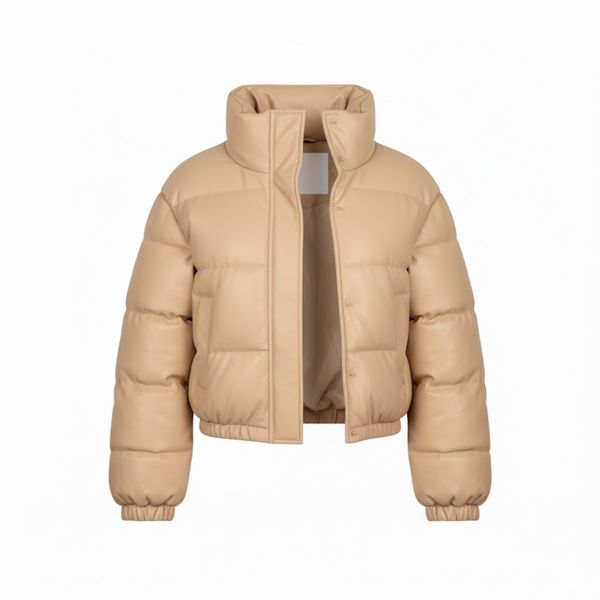 Elegant Thick and Warm Women's Winter Jacket in Faux Leather