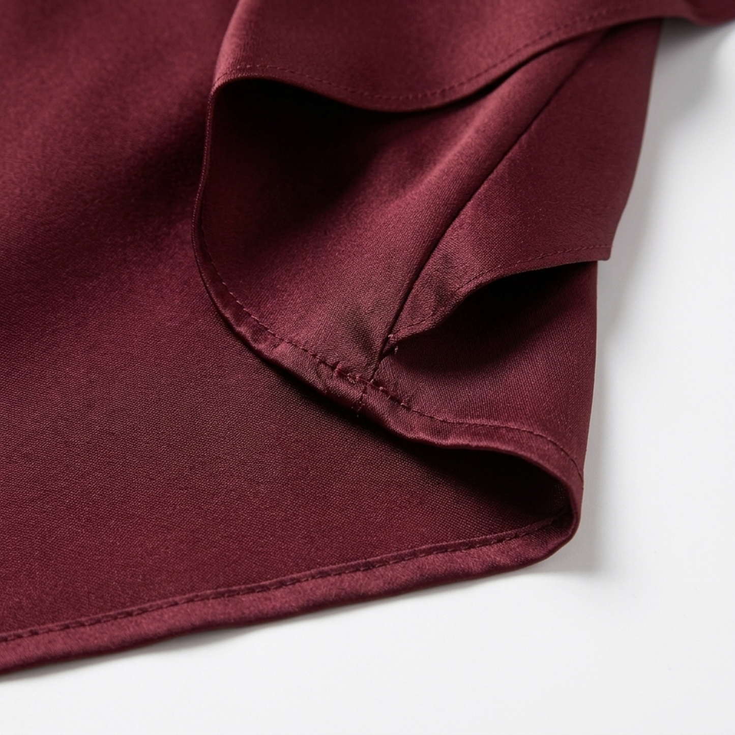 Women's long dress — satin with asymmetrical hem and ruffles | chic evening