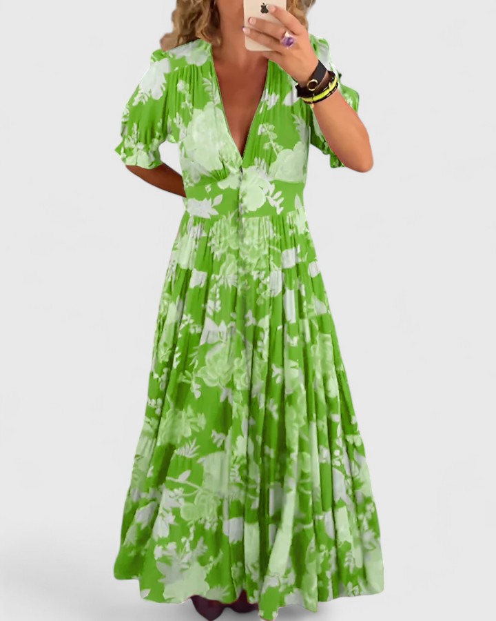 Mid-length dress with floral print