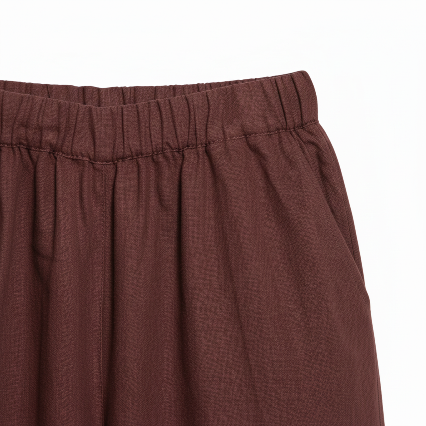 Women's Wide-Leg Linen Pants with Elastic Waist and Short Cut