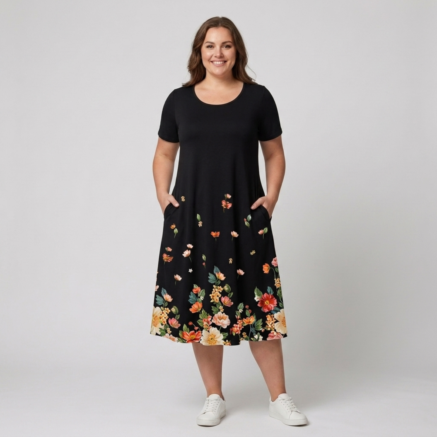 Casual printed mid-length dress