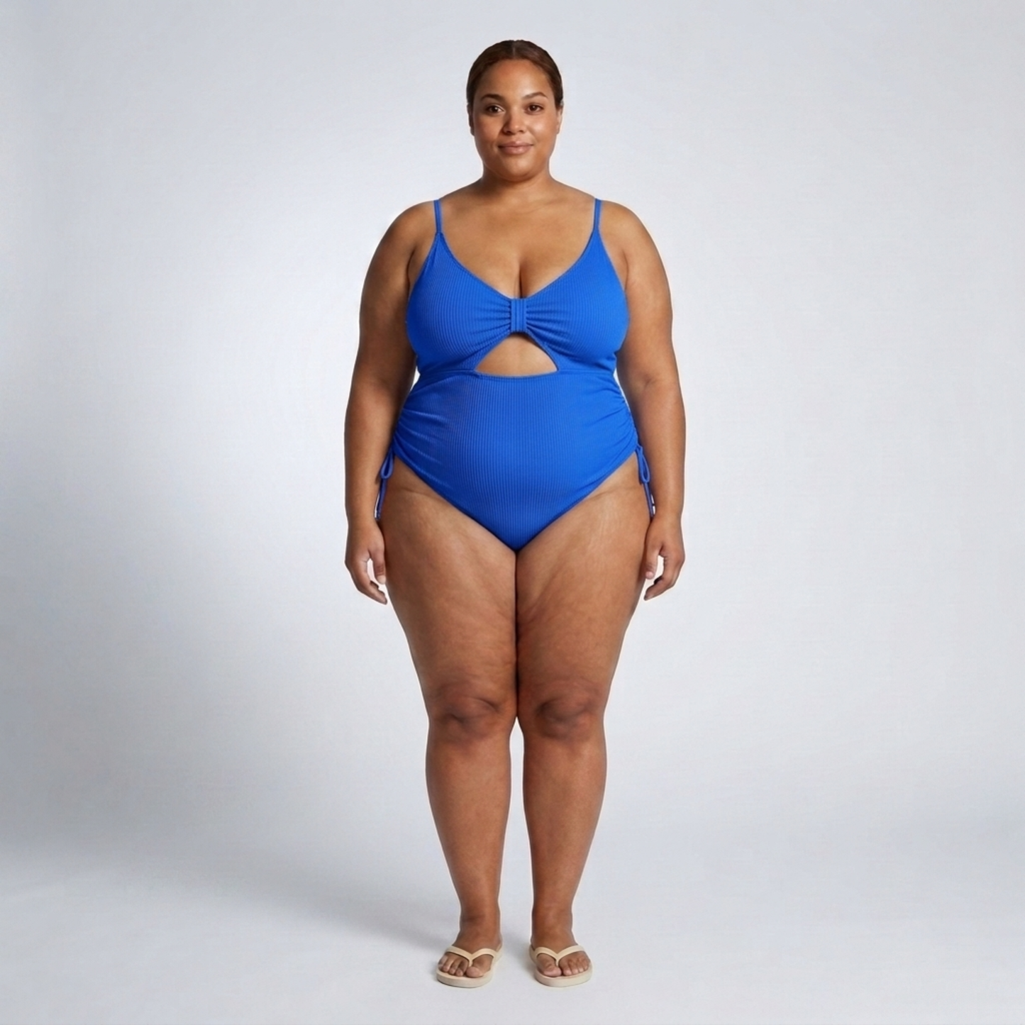 Plus Size One-Piece Swimsuit for Women with Cutout and Ruching