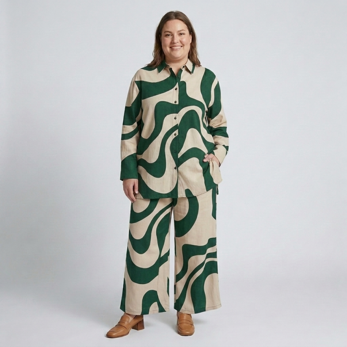 Plus Size Two-Piece Set with Graphic Pattern