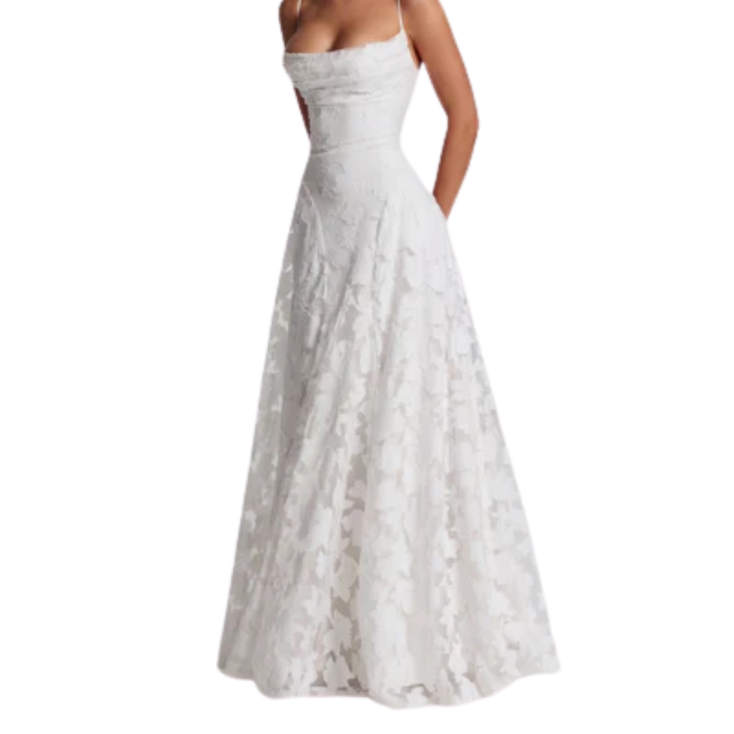 Women's long dress — lace-up back and floral burnout jersey | romantic evening
