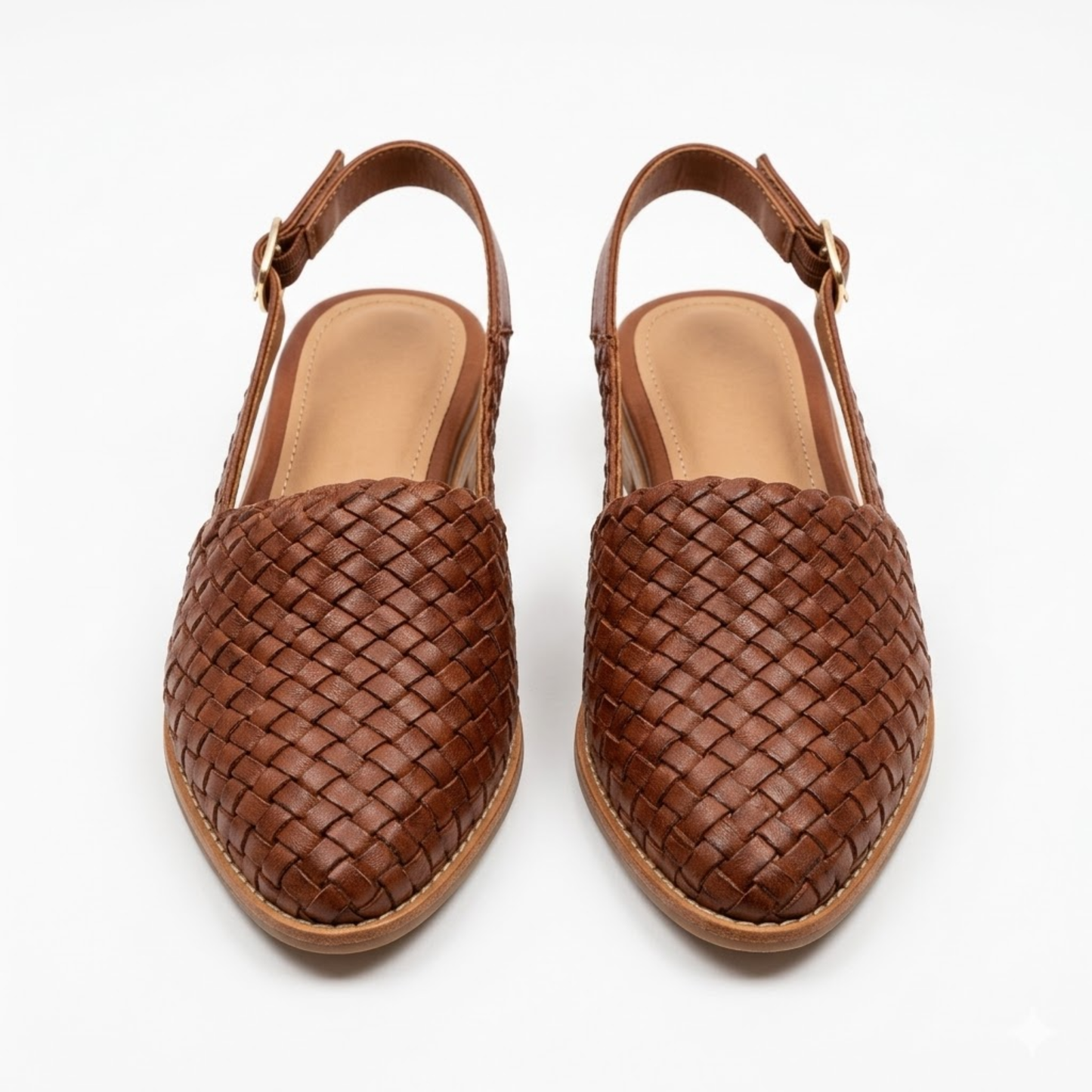 Pointed Toe Woven Slingbacks with Back Strap for Women