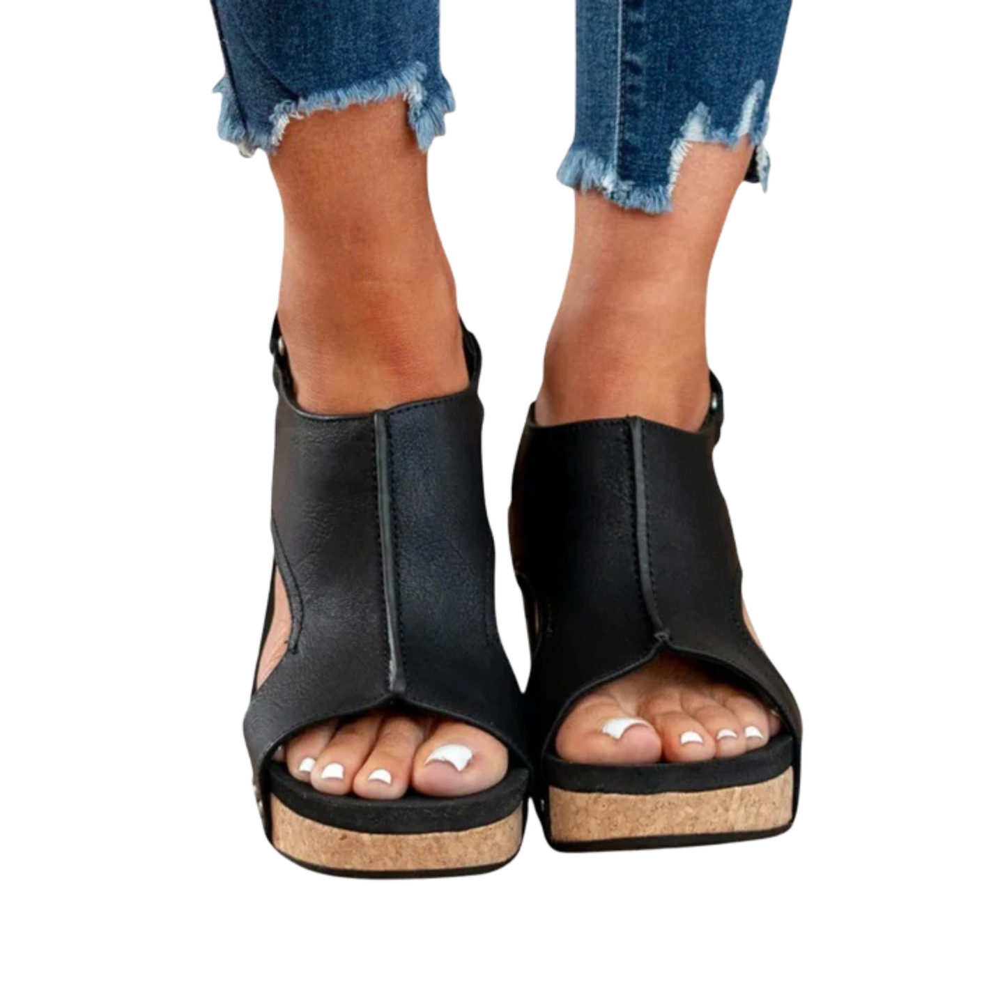 Women's platform sandals — adjustable strap and studs — casual