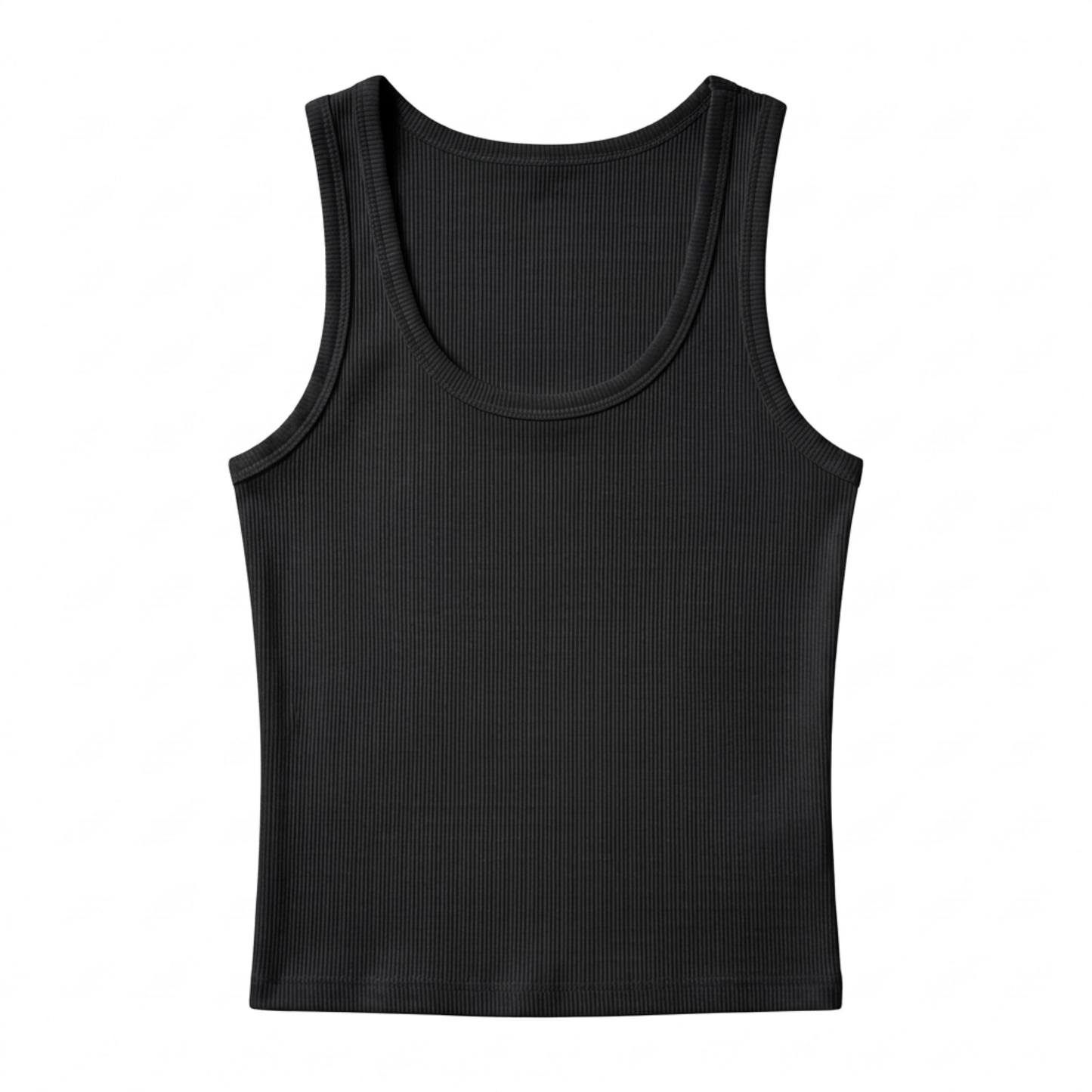 Women's cropped tank top — ribbed knit — square neckline — beach and vacation