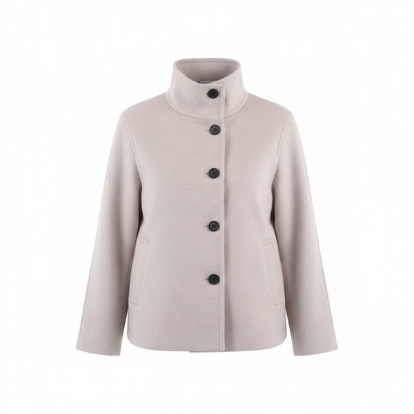 Short jacket for women with a high collar and single-button closure, casual fit
