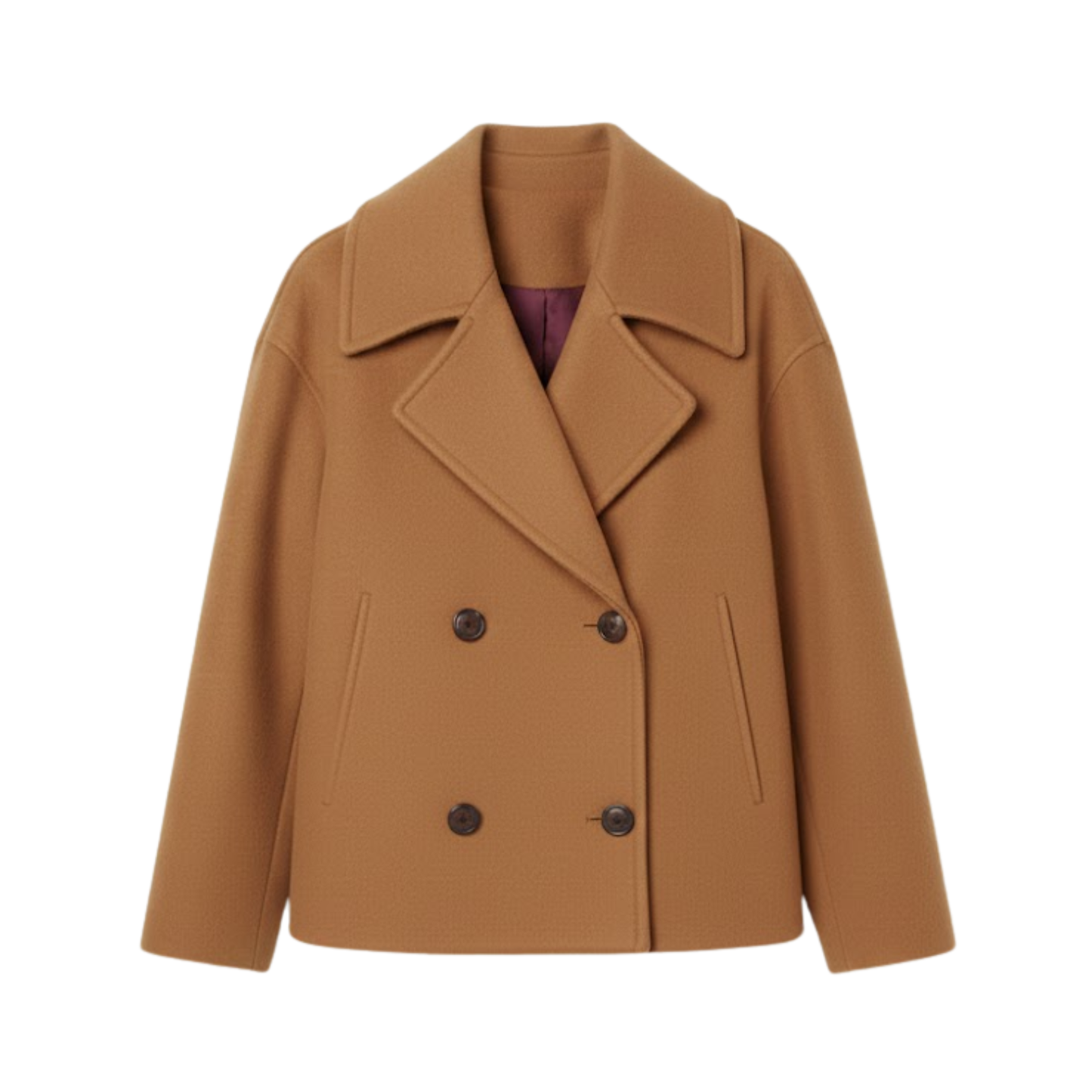 Women's Wool Coat Double-Breasted Versatile with Simple Design