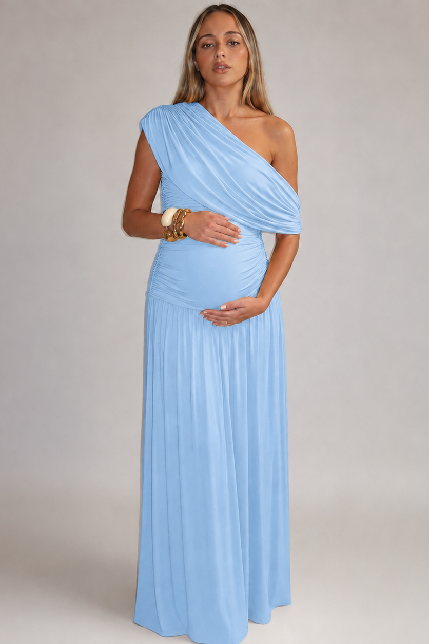 Elegant Long Asymmetric Maternity Dress