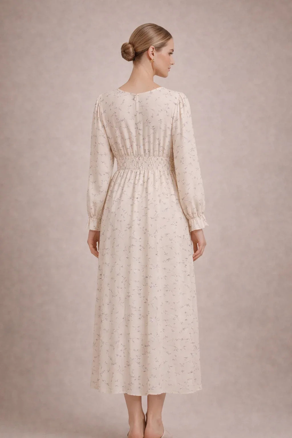 Long Floral Maternity Dress with Empire Waist