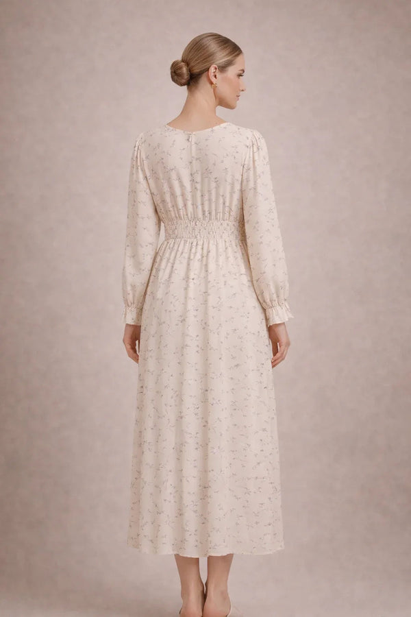Long Floral Maternity Dress with Empire Waist