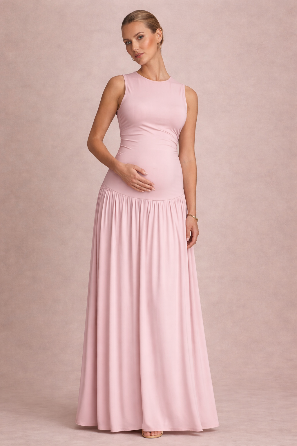 Long Sleeveless Maternity Dress for Pregnancy