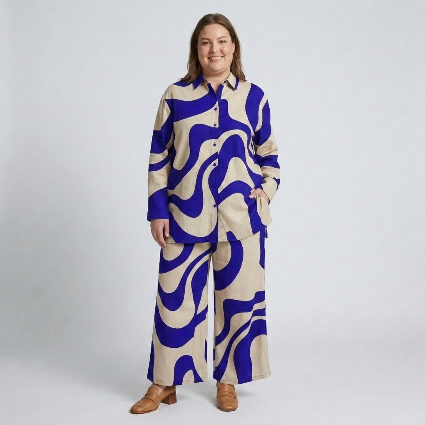 Plus Size Two-Piece Set with Graphic Pattern