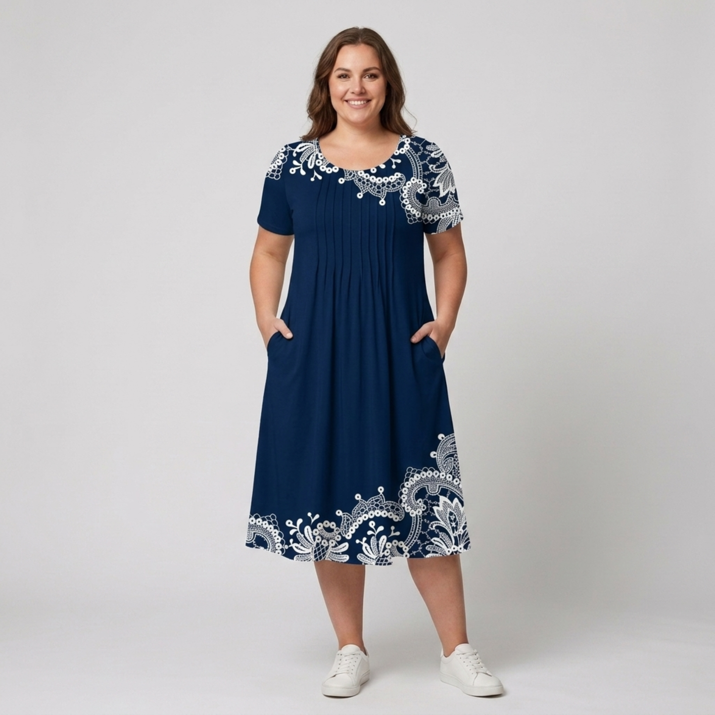 Casual printed mid-length dress