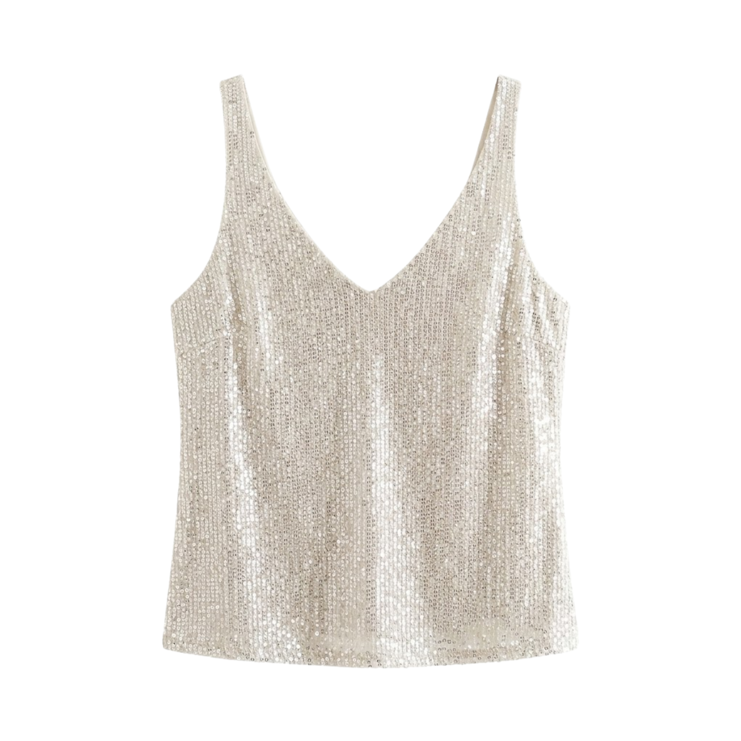 Sequin Tank Top with V-Neck and Sleeveless for Women