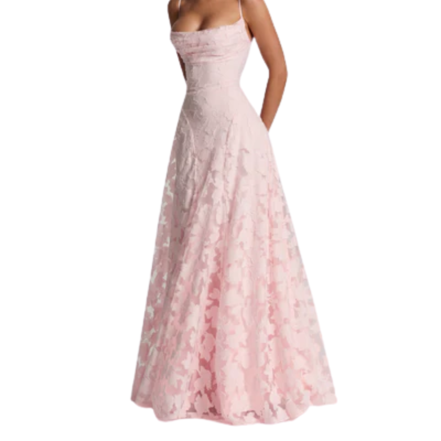 Women's long dress — lace-up back and floral burnout jersey | romantic evening