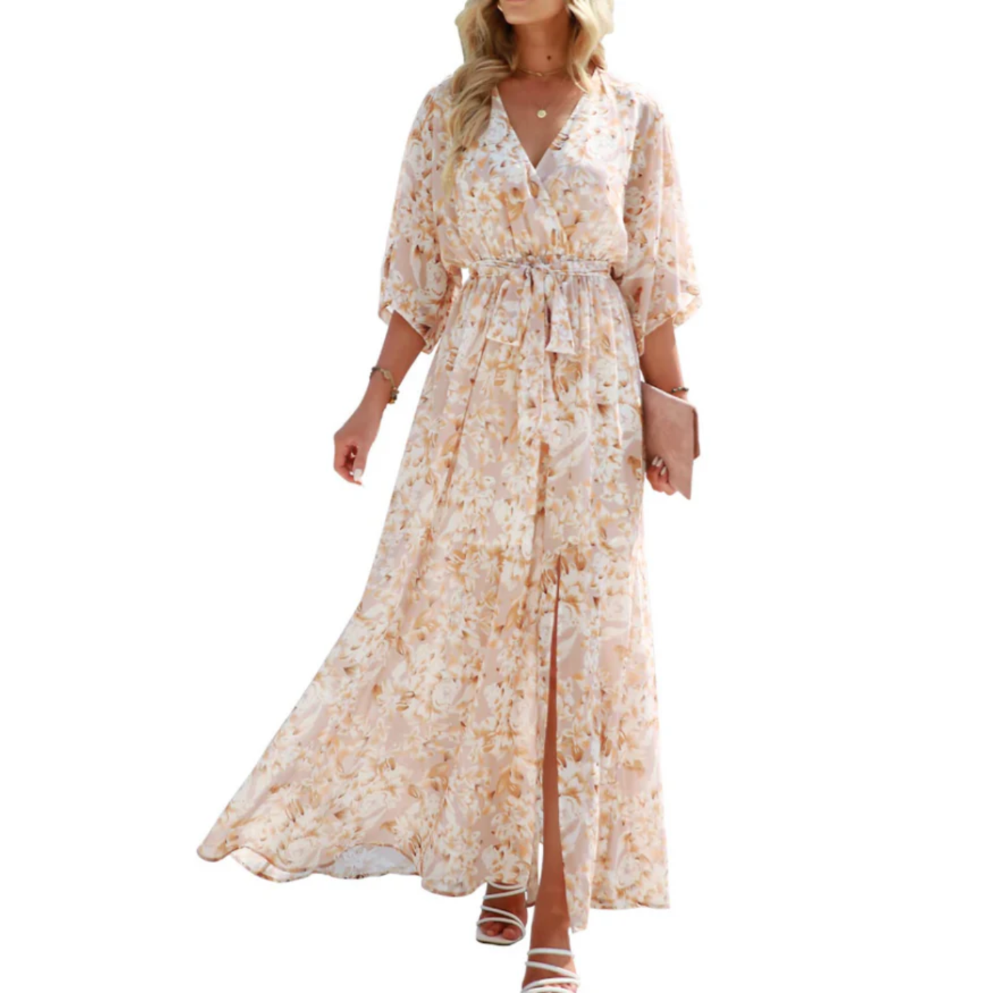 Floral maxi kimono dress — bohemian style — summer vacation