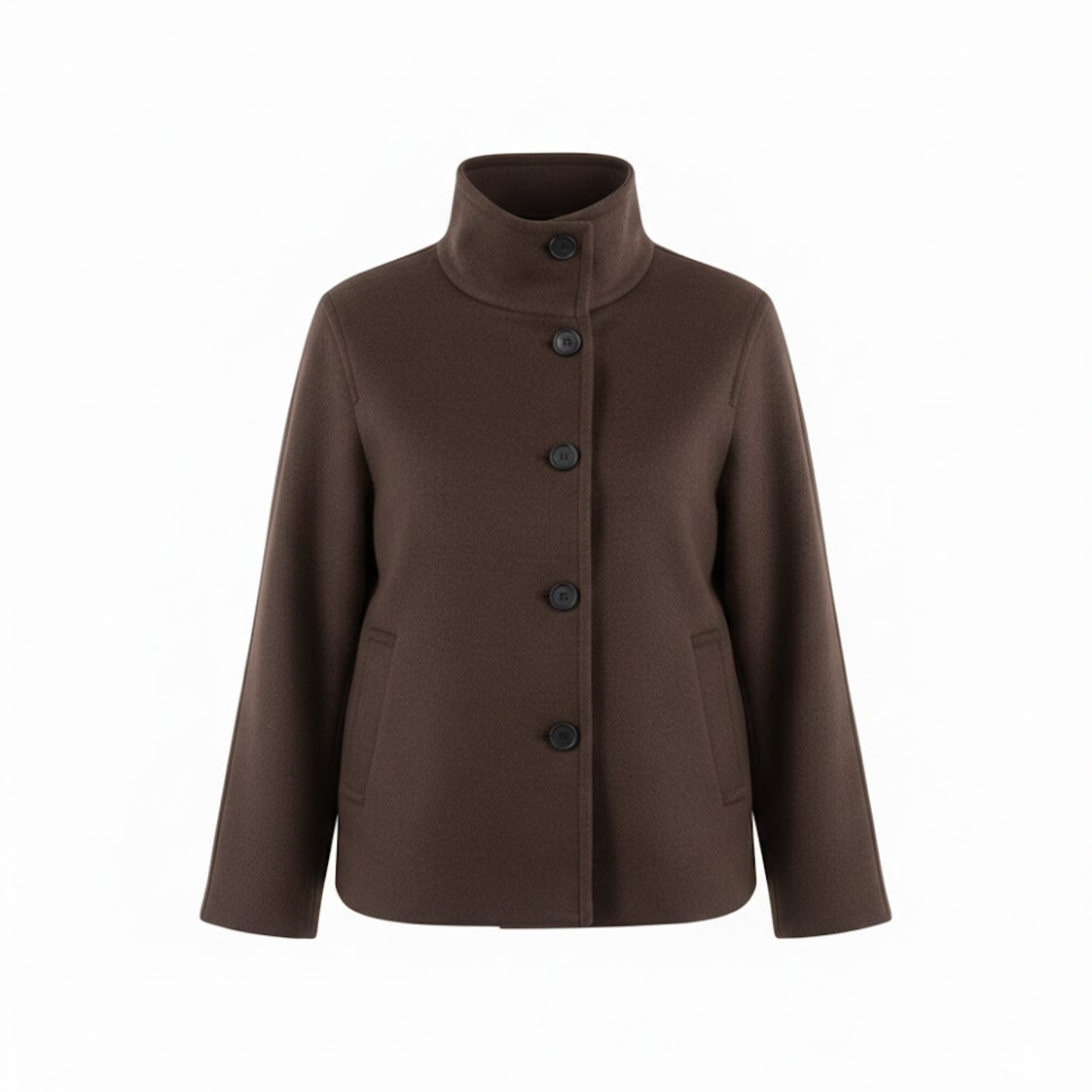 Short jacket for women with a high collar and single-button closure, casual fit