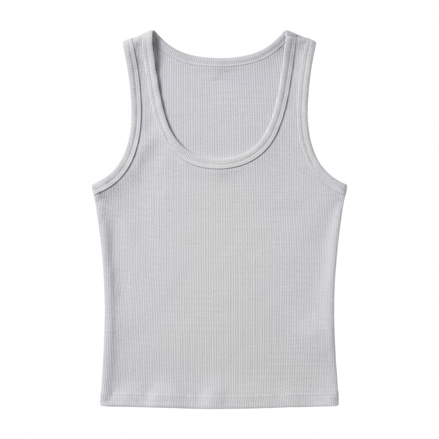 Women's cropped tank top — ribbed knit — square neckline — beach and vacation