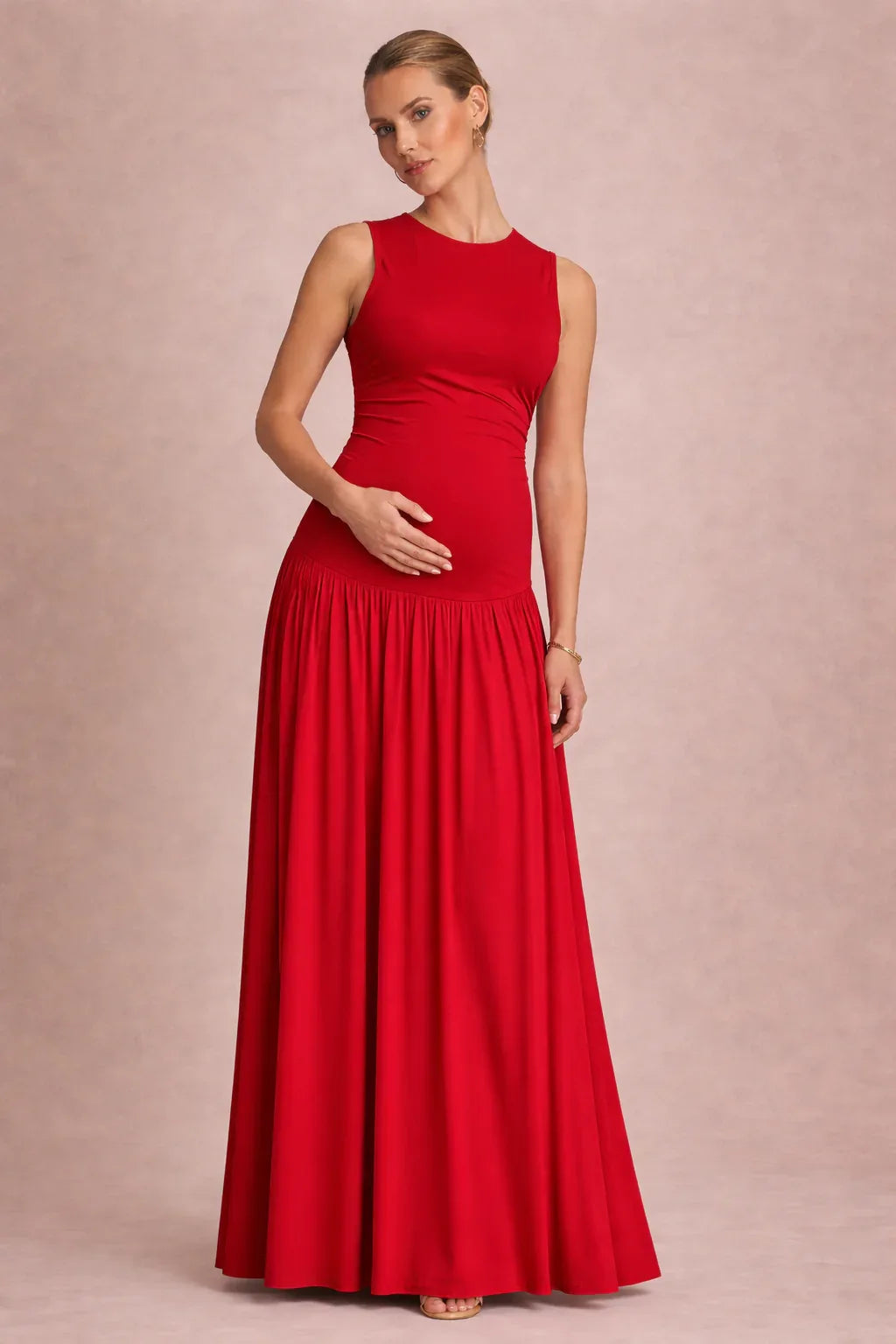 Long Sleeveless Maternity Dress for Pregnancy