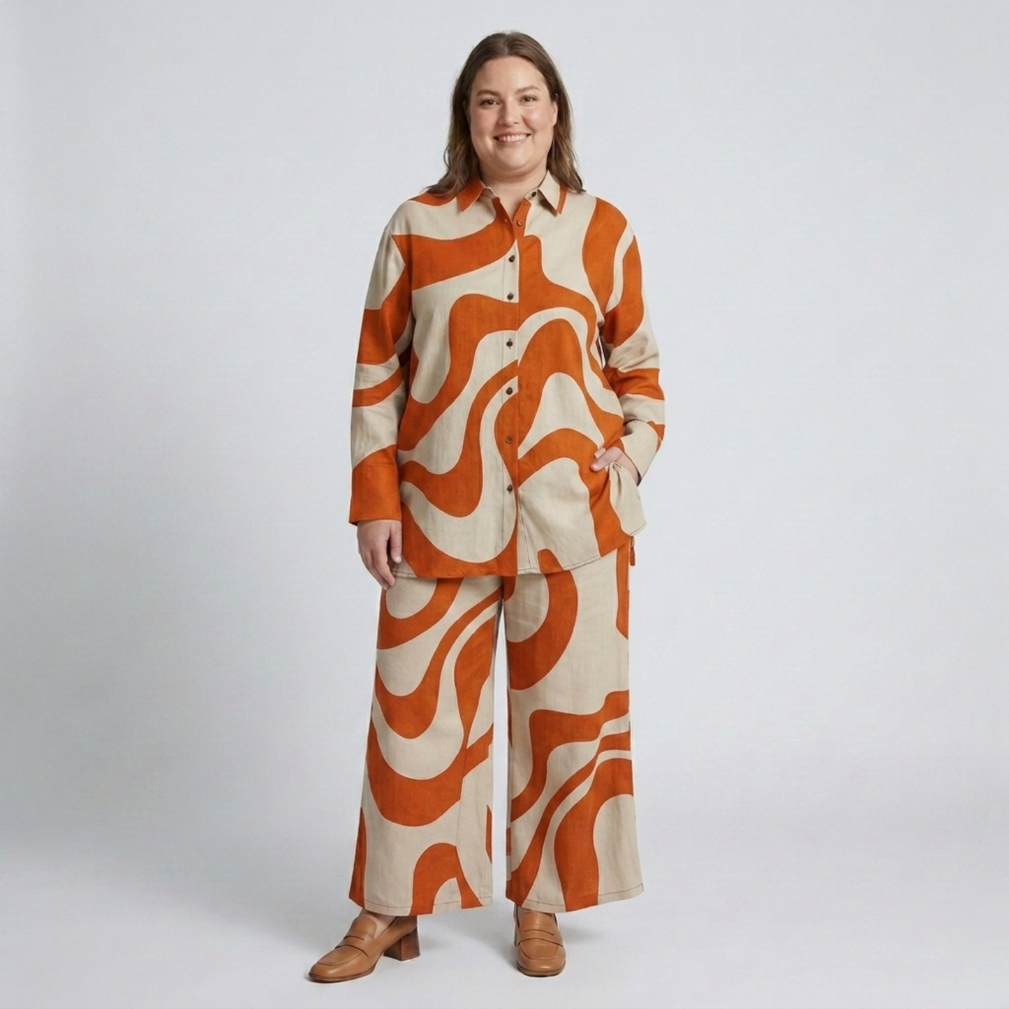 Plus Size Two-Piece Set with Graphic Pattern