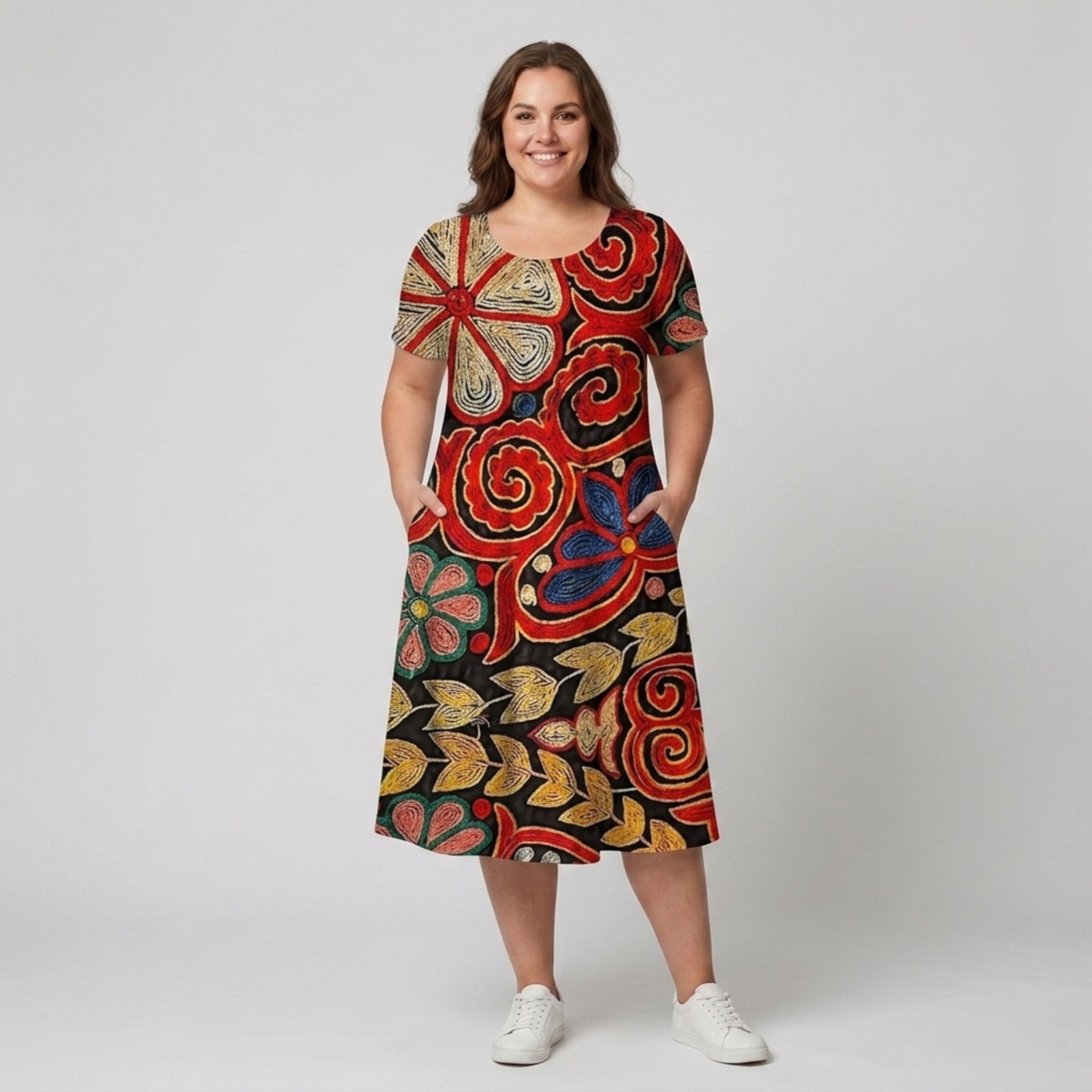 Casual printed mid-length dress