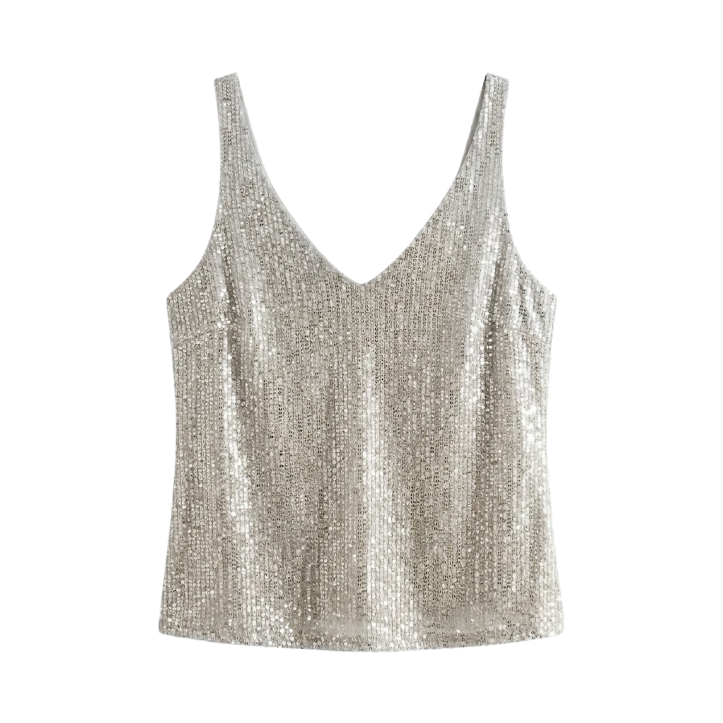 Sequin Tank Top with V-Neck and Sleeveless for Women