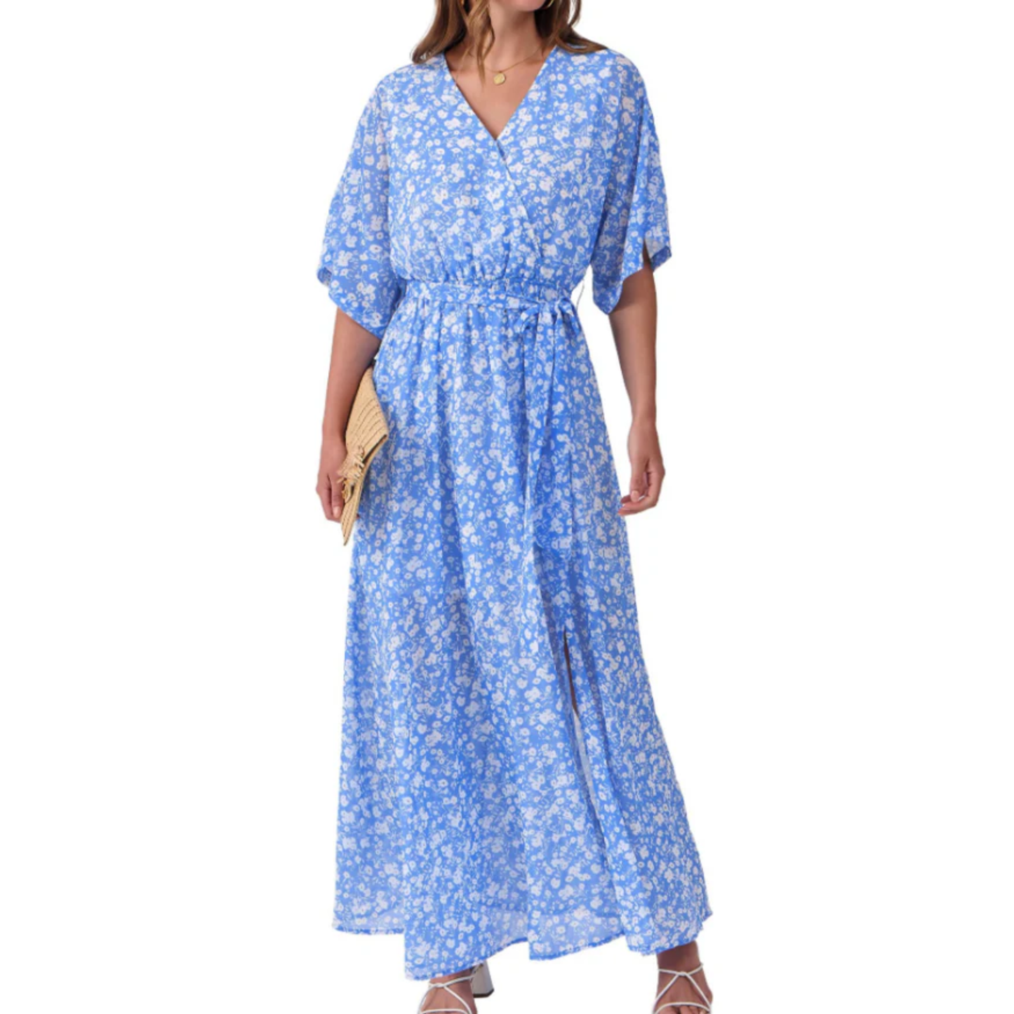 Floral maxi kimono dress — bohemian style — summer vacation