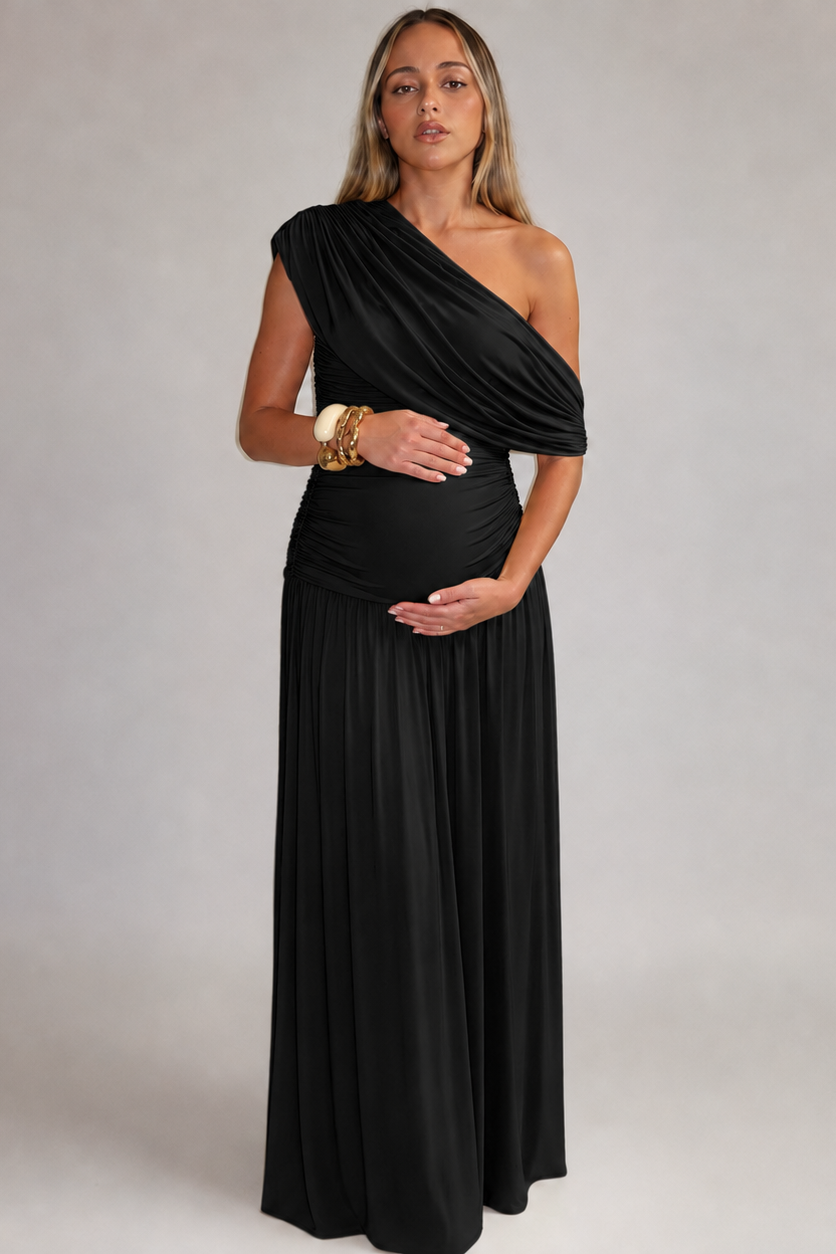 Elegant Long Asymmetric Maternity Dress
