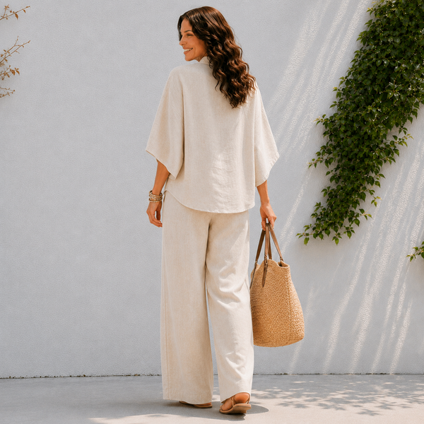 Two-piece women's set - oversized shirt and summer pants