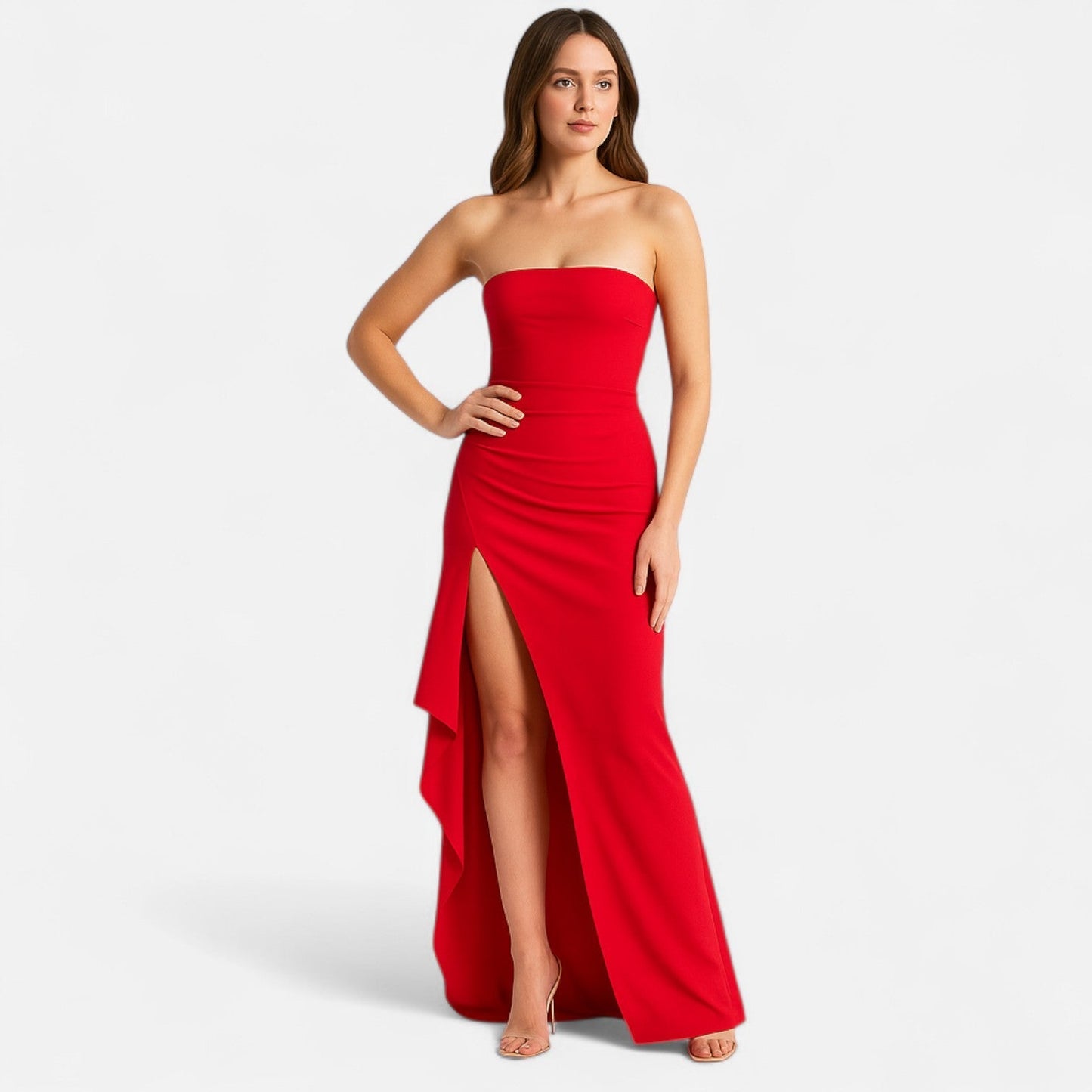 Ancienne Monde | Strapless Dress with High Slit for Women – Bold Elegance, Contemporary Evening Glamour