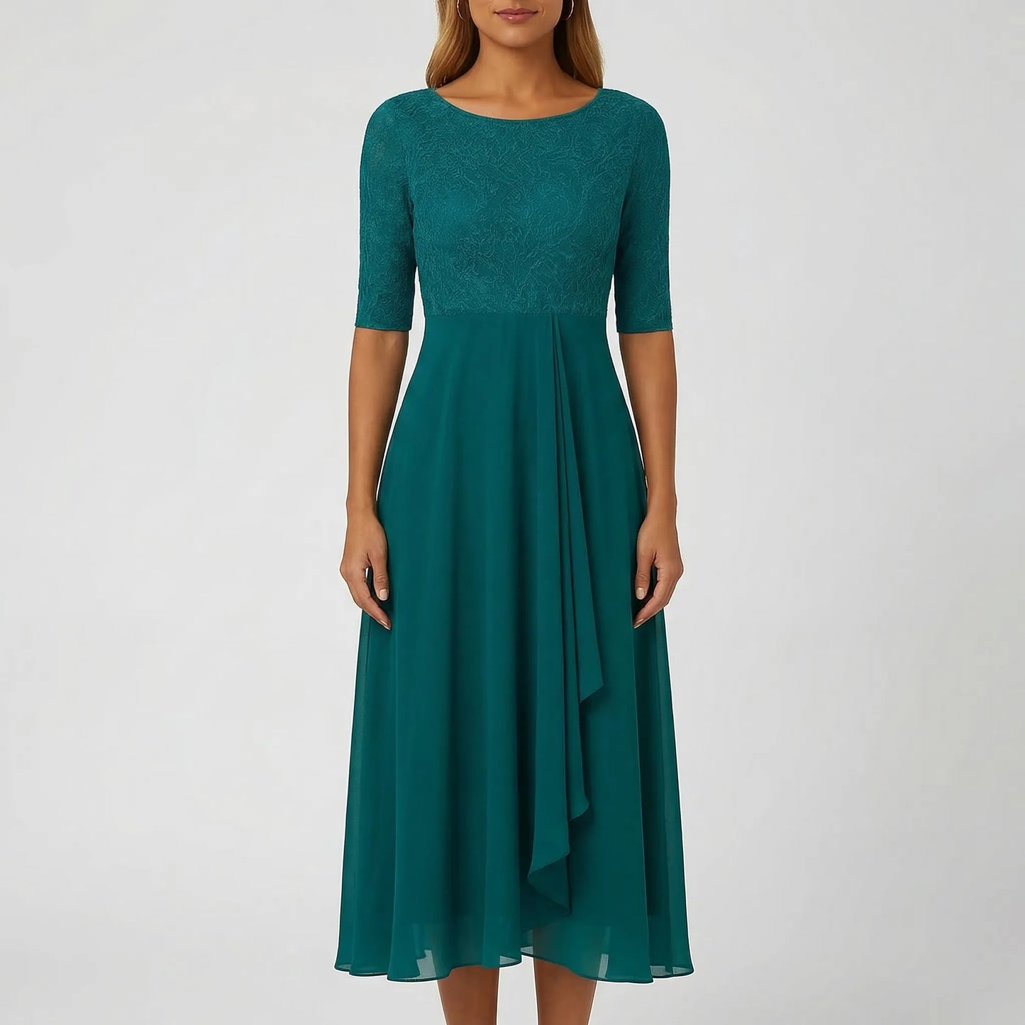 Cocktail dress for women - trapeze cut and lace bodice | evening