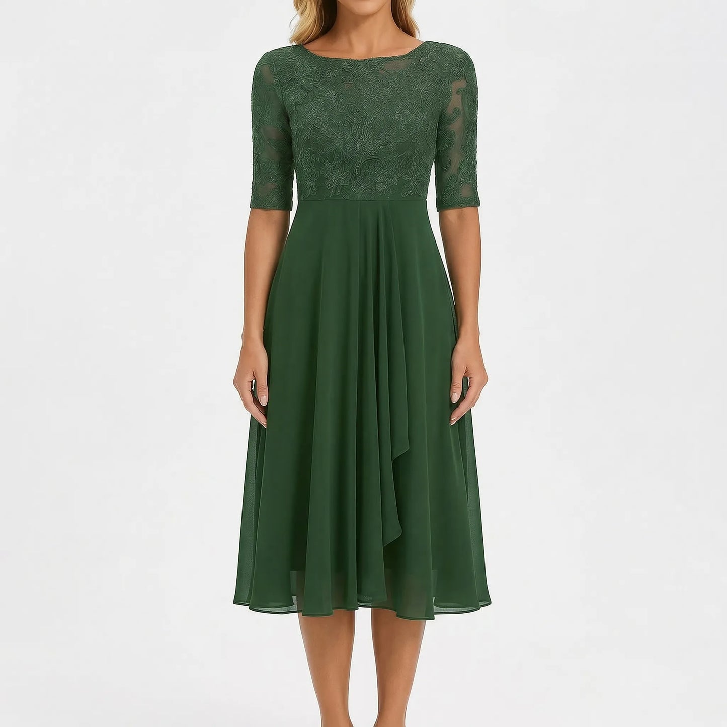 Cocktail dress for women - trapeze cut and lace bodice | evening