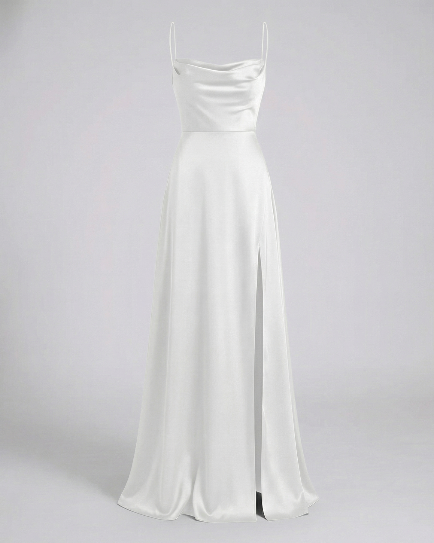 Women's long cocktail dress - elegant draped with thin straps - wedding