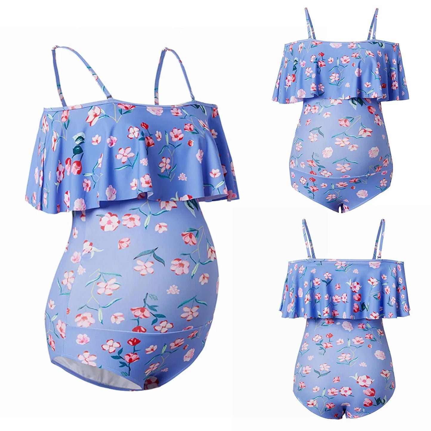 Floral Print One-Piece Maternity Swimsuit