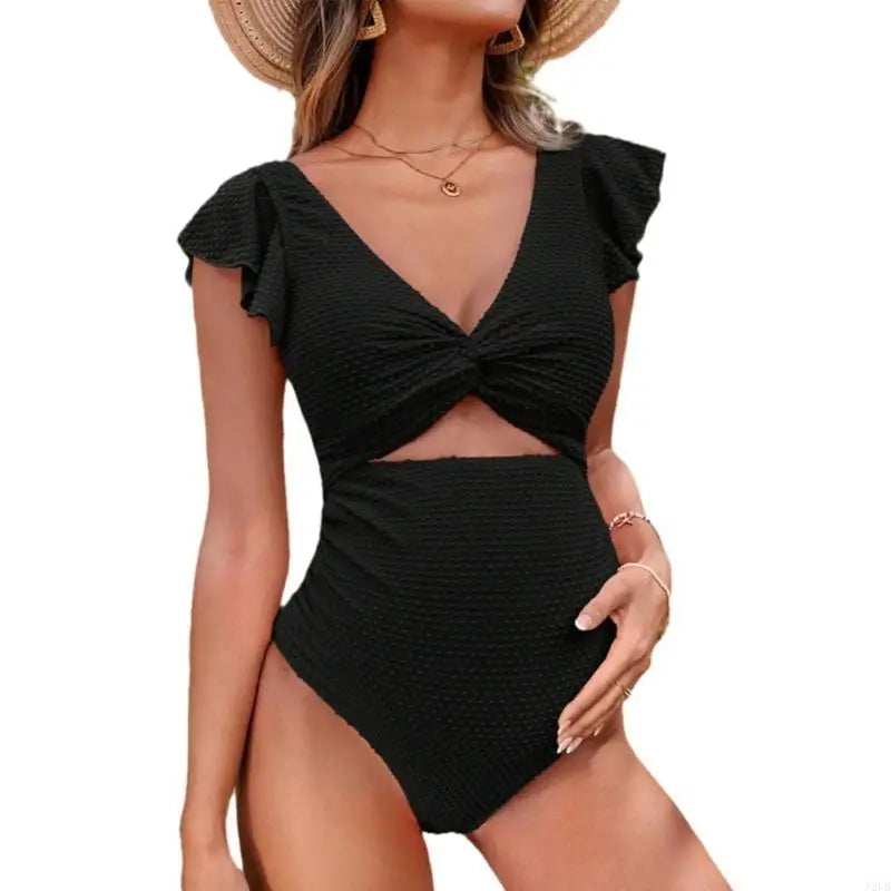 Women's Maternity Two-Piece Bikini Set with Ruffles for the Beach