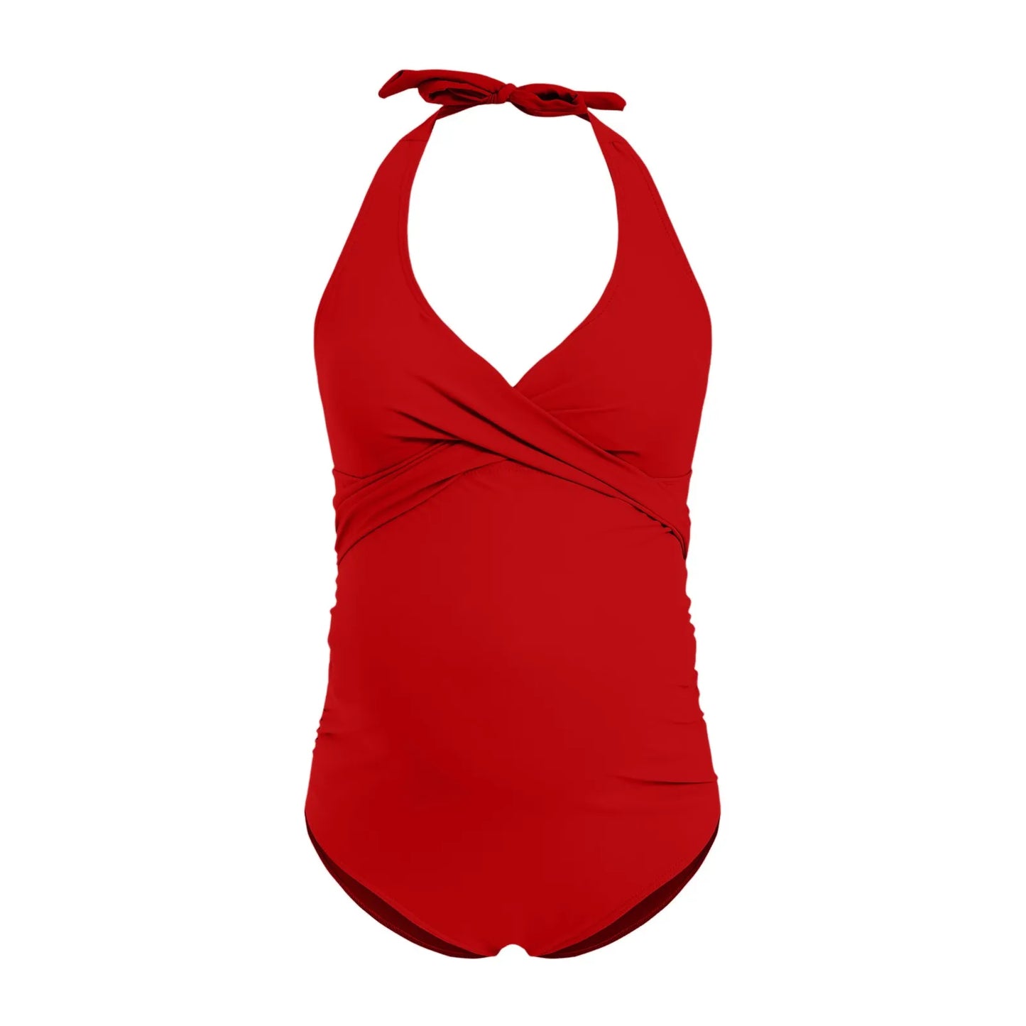 Maternity one-piece swimsuit with a low back cut