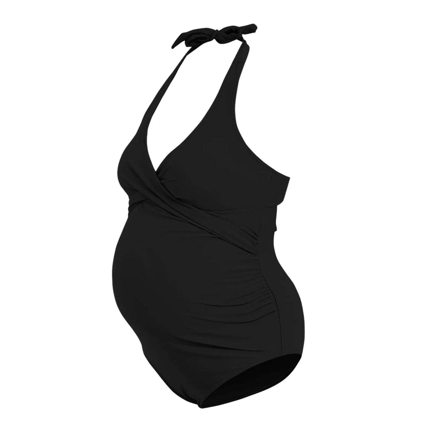 Maternity one-piece swimsuit with a low back cut