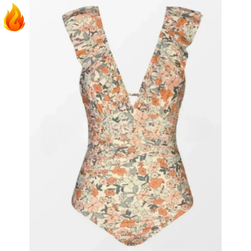 Maternity Monokini Swimsuit with Lace-Up V-Neck